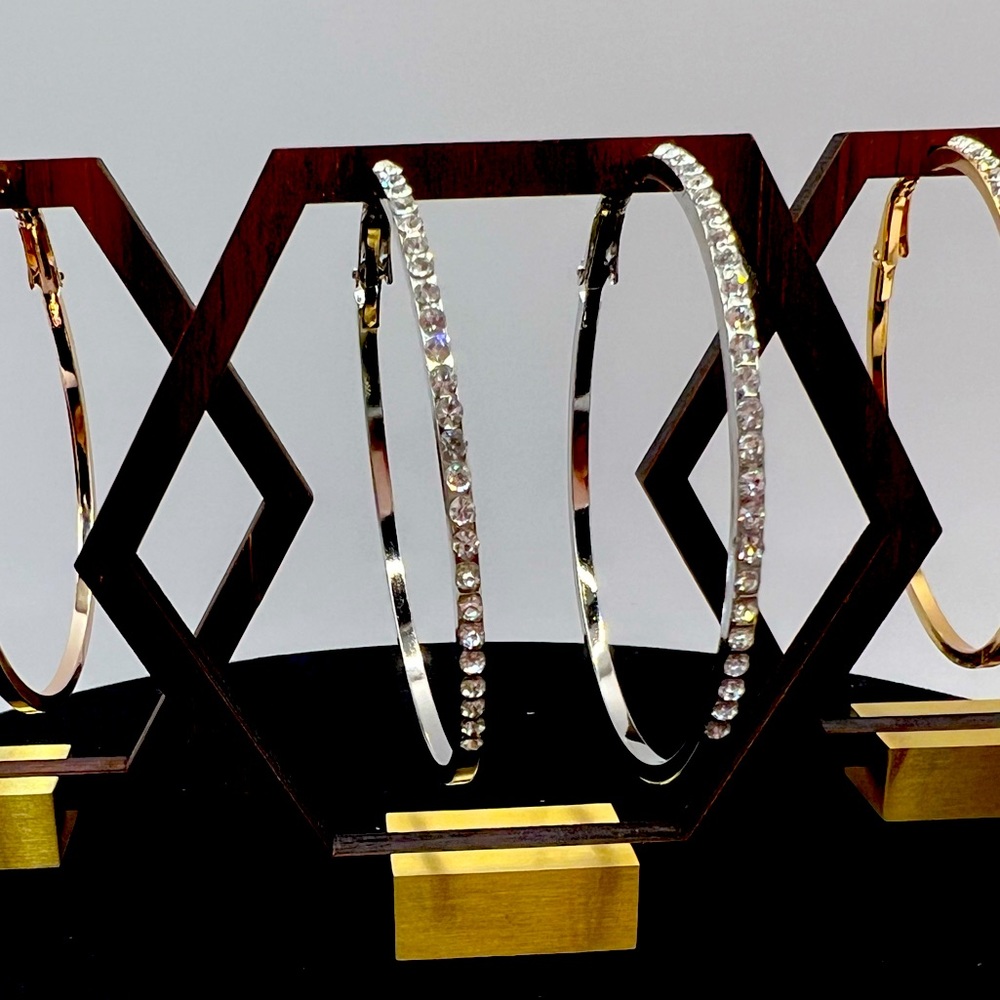 Rhinestone Hoop Earrings: Silver